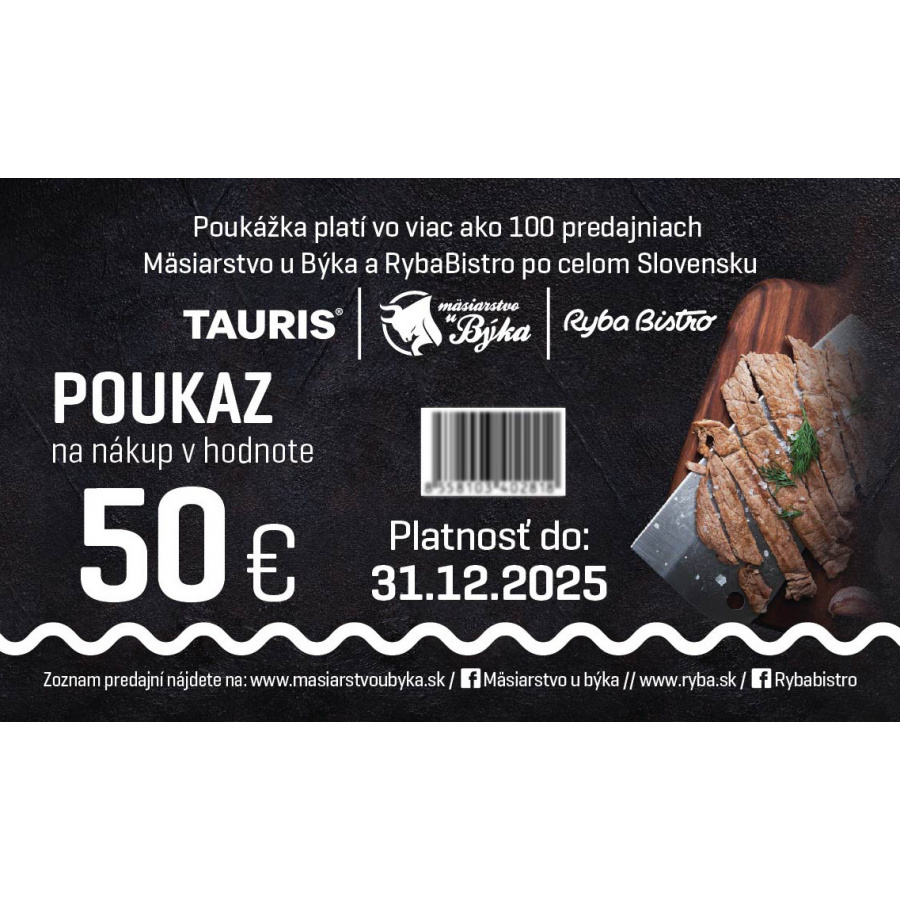 50 € nákupný poukaz Mäsiarstvo u Býka