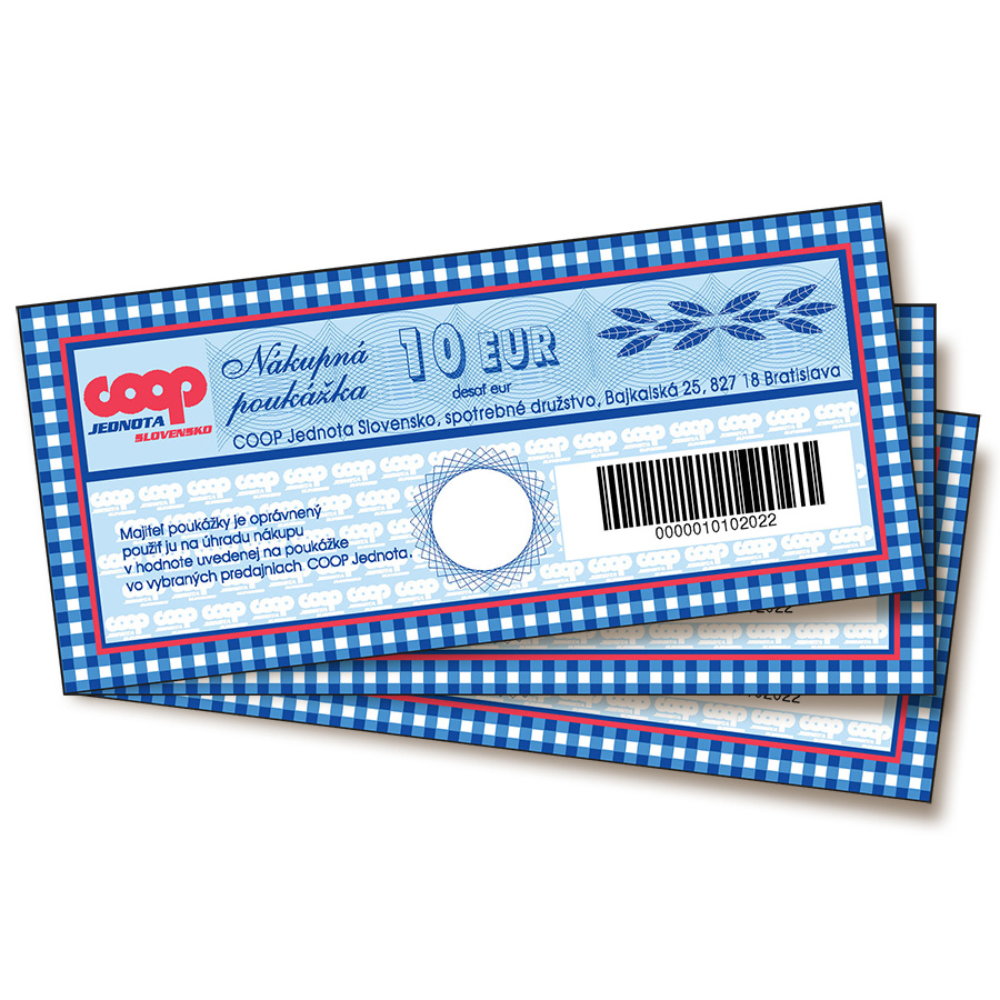Nákupné poukážky COOP Jednota po 50€