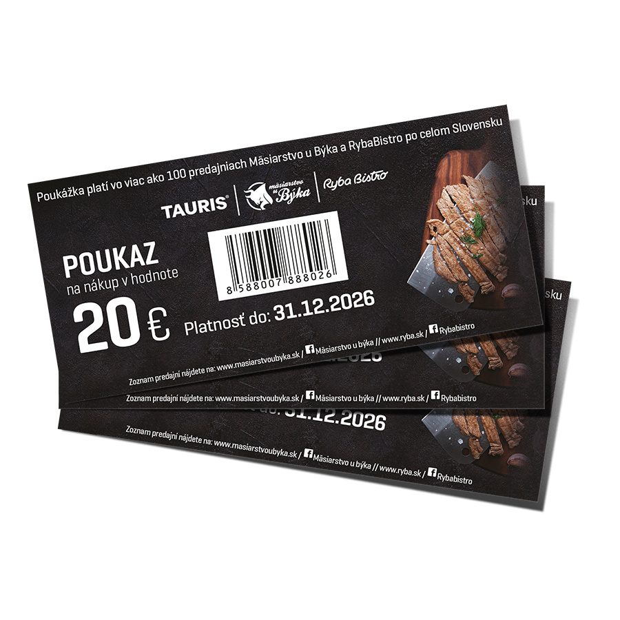 Nákupné poukážky Mäsiarstvo u býka 20 €